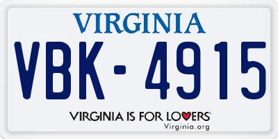 VA license plate VBK4915