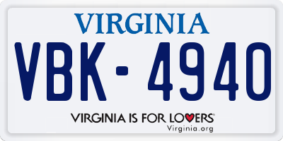 VA license plate VBK4940