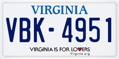 VA license plate VBK4951