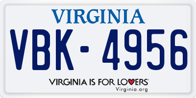 VA license plate VBK4956