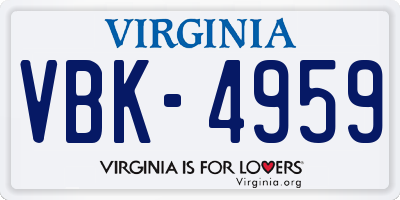 VA license plate VBK4959