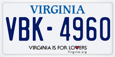 VA license plate VBK4960