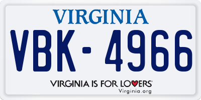 VA license plate VBK4966