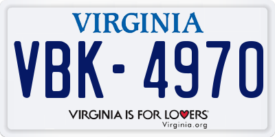 VA license plate VBK4970