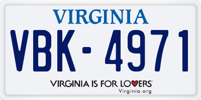 VA license plate VBK4971