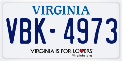VA license plate VBK4973