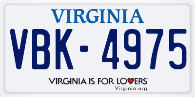 VA license plate VBK4975