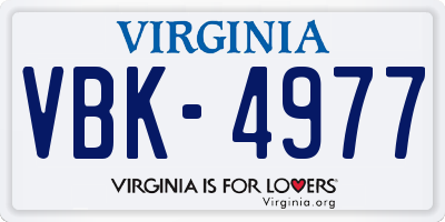 VA license plate VBK4977