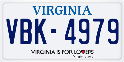 VA license plate VBK4979