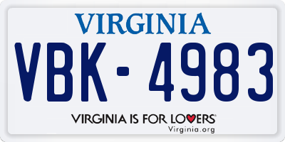 VA license plate VBK4983
