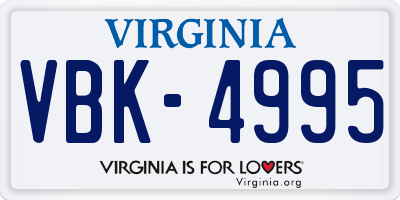VA license plate VBK4995
