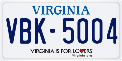 VA license plate VBK5004