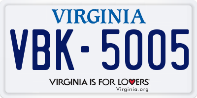 VA license plate VBK5005