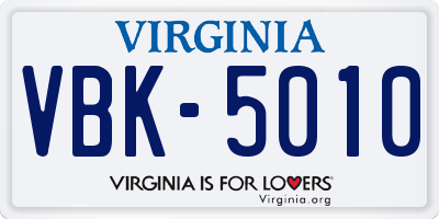 VA license plate VBK5010