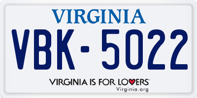 VA license plate VBK5022