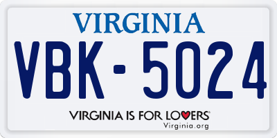 VA license plate VBK5024
