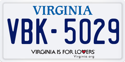 VA license plate VBK5029