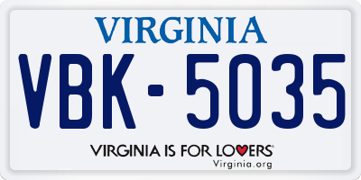 VA license plate VBK5035