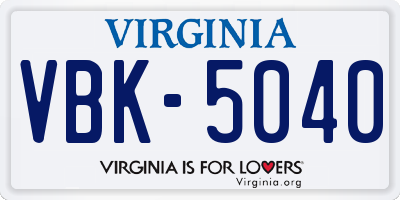VA license plate VBK5040