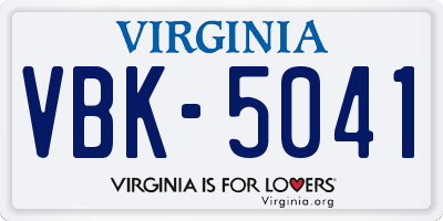 VA license plate VBK5041