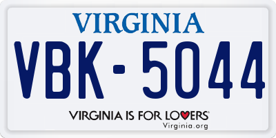 VA license plate VBK5044