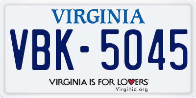 VA license plate VBK5045