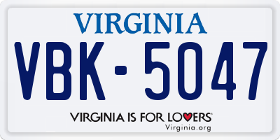 VA license plate VBK5047
