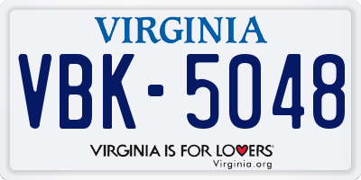 VA license plate VBK5048