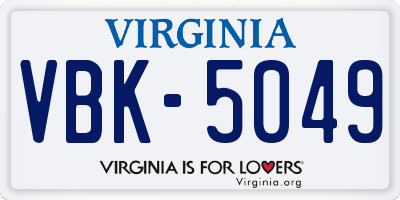 VA license plate VBK5049