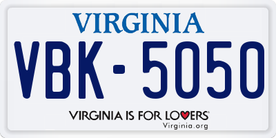 VA license plate VBK5050