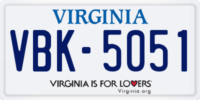 VA license plate VBK5051