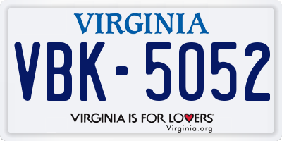 VA license plate VBK5052