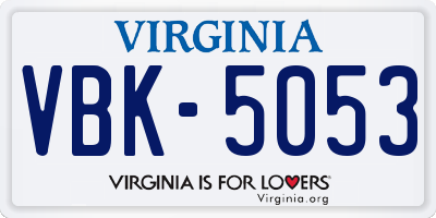 VA license plate VBK5053