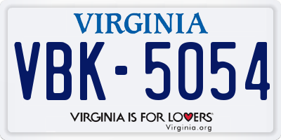 VA license plate VBK5054