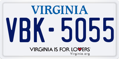 VA license plate VBK5055