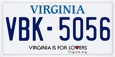 VA license plate VBK5056