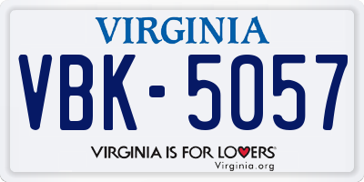 VA license plate VBK5057