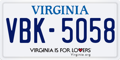VA license plate VBK5058