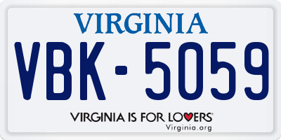 VA license plate VBK5059