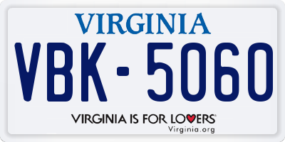VA license plate VBK5060