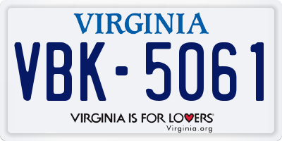 VA license plate VBK5061