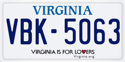 VA license plate VBK5063