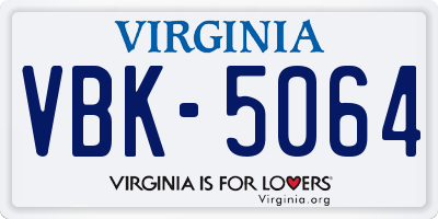 VA license plate VBK5064