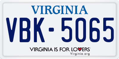 VA license plate VBK5065