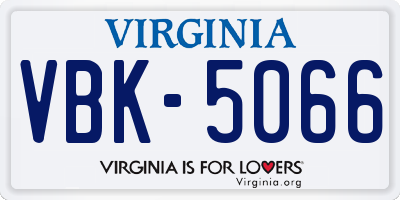 VA license plate VBK5066