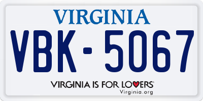 VA license plate VBK5067