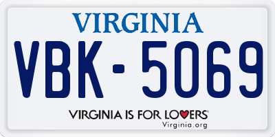 VA license plate VBK5069