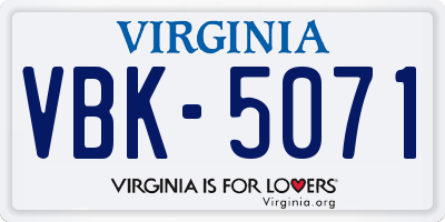 VA license plate VBK5071