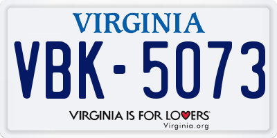 VA license plate VBK5073