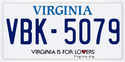VA license plate VBK5079